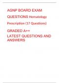 AGNP BOARD EXAM QUESTIONS Hematology Prescription (17 Questions) GRADED A++ LATEST QUESTIONS AND ANSWERS