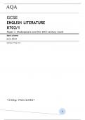 AQA GCSE ENGLISH LITERATURE 8702/1 Paper 1 Shakespeare and the 19th-century novel attached with Mark scheme June 2023