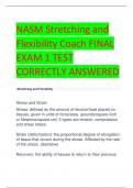 NASM Stretching and  Flexibility Coach FINAL  EXAM 1 TEST  CORRECTLY ANSWERED