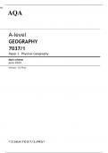 AQA A-level GEOGRAPHY Paper 1	MARK SCHEME 2023: Physical Geography