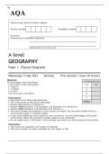 AQA A-level GEOGRAPHY Paper 1 QUESTION PAPER 2023: Physical Geography