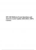 MN 568 Midterm Exam Questions and Answers Latest Update 2023/2024 | 100% Correct