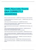 CWEL/Specialty Exams Q&A CORRECTLY ANSWERED