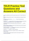 TDLR Practice Test Questions and Answers All Correct