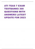 ATI TEAS 7 EXAM  TESTBANKS 300  QUESTIONS WITH  ANSWERS LATEST  UPDATE FOR 2023