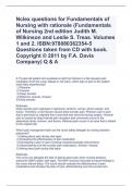 Nclex questions for Fundamentals of Nursing with rationale (Fundamentals of Nursing 2nd edition Judith M. Wilkinson and Leslie S. Treas. Volumes 1 and 2. ISBN:978080362354-5 Questions taken from CD with book. Copyright © 2011 by F.A. Davis Company) Q & A