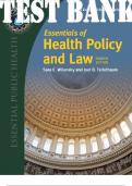 TEST BANK for Essentials of Health Policy and Law 4th Edition by Joel Teitelbaum and Sara Wilensky. ISBN 9781284195293, ISBN-13 978-1284151589 (All 14 Chapters)