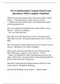 Pre-Confederation Canada Final Exam Questions With Complete Solutions
