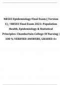 NR503 Epidemiology Final Exam ( Version 1) / NR503 Final Exam 2023: Population Health, Epidemiology & Statistical Principles: Chamberlain College Of Nursing | 100 % VERIFIED ANSWERS, GRADED A+