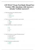 ATI TEAS 7 Exam Test Bank | Brand New Version | 300+ Questions with Answers | Already Verified Answers!!!