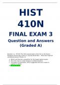 HIST 410N FINAL EXAM 3 QUESTION AND ANSWERS (Graded A)