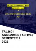 TRL2701 ASSIGNMENT 5 SEMESTER 2 (100%) (DUE 10 OCTOBER 2023)