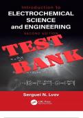 TEST BANK Introduction to Electrochemical Science and Engineering 2nd Edition by Serguei N. Lvov. ISBN 9781138196780. Questions & Solutions