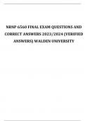 NRNP 6560 FINAL EXAM QUESTIONS AND CORRECT ANSWERS 2023/2024 (VERIFIED ANSWERS) WALDEN UNIVERSITY
