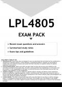 LPL4805 EXAM PACK 2023 - DISTINCTION GUARANTEED