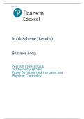 Pearson Edexcel GCE In Chemistry (9CH0) Paper 01 MARK SCHEME (Results) Summer 2023: Advanced Inorganic and Physical Chemistry