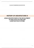 HISTORY OF ARCHITECTURE III ASIAN ARCHITECTURE IN THE DEVELOPMENT  OF HIGH TECH UTILITIES AND  CONSTRUCTION SYSTEMS