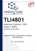 TLI4801 Assignment 1 (ANSWERS) Semester 1 2024 - DISTINCTION GUARANTEED
