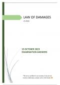 20 OCTOBER 2023 - EXAM ANSWERS -  Law of Damages (LPL4802)