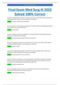Final Exam Med Surg III 2023 Solved 100% Correct