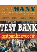 Test Bank For Out of Many: A History of the American People, Volume 2 9th Edition All Chapters - 9780135298534