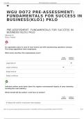 WGU DO72 PRE-ASSESSMENT FUNDAMENTALS FOR SUCCESS IN BUSINESS(KLO1) PKLO