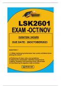 LSK2601 EXAM OCT/NOV  ( 26 OCTOBER 2023 THREE HOURS)