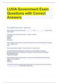 LUOA Government Exam Questions with Correct Answers 