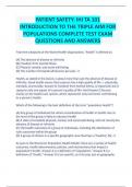 PATIENT SAFETY- IHI TA 101 INTRODUCTION TO THE TRIPLE AIM FOR POPULATIONS COMPLETE TEST EXAM QUESTIONS AND ANSWERS