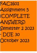 FAC1601 Assignment 5 (COMPLETE ANSWERS) Semester 2 2023 - DUE 30 October 2023
