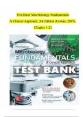 TEST BANK For Microbiology Fundamentals-A Clinical Approach, 3rd Edition (Cowan, 2019),  All Chapters 1 - 22, Complete Newest Version