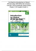 Test Bank for Introduction to Clinical Pharmacology 10th Edition By Constance Visovsky, Cheryl Zambroski, Shirley Hosler |Chapter 1-20 |Complete Guide A+