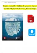 Solution Manual For Auditing and Assurance Services, 9th Edition by Timothy Louwers, Penelope Bagley, All Chapters 1 - 12, Complete Newest Version