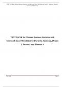 TEST BANK for Modern Business Statistics with Microsoft Excel 7th Edition by David R. Anderson, Dennis J. Sweeney and Thomas A. Williams Updated A+