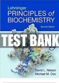 Test Bank for Lehninger Principles of Biochemistry, 7th Edition by David L. Nelson||ISBN NO:10 1464187967||ISBN NO:13 978-1464187964||All Chapters||Complete Guide A+