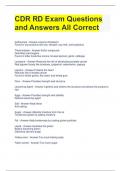 CDR RD Exam Questions and Answers All Correct 