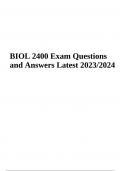 BIOL 2400 Exam Questions and Answers Latest 2023/2024