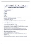   AQA GCSE Physics - Paper 1 Study Guide 2023-2024 Graded A