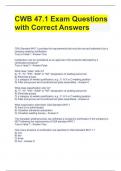 CWB 47.1 Exam Questions with Correct Answers 