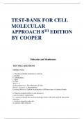 TEST-BANK FOR CELL MOLECULAR APPROACH 8TH EDITION BY COOPER Molecules and Membranes