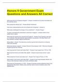 Honors 9 Government Exam Questions and Answers All Correct 