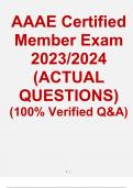 AAAE Certified Member Exam 2023/2024 (ACTUAL QUESTIONS) (100% Verified Q&A)