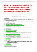 NUR 110 FINAL EXAM COMPLETE  SET CH1- CH23 ACTUAL EXAM QUESTIONS AND 100% CORRECT  ANSWERS| PASS!! GRADED A+