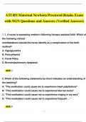 ATI RN MATERNAL NEWBORN PROCTORED RETAKE EXAM 2023 WITH NGN QUESTIONS AND VERIFIED ANSWERS / A+ GRADE