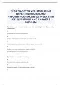 CH33 DIABETES MELLITUS ,CH 41 HYPERTHYROIDISM AND  HYPOTHYROIDISM, NR 508 WEEK 5(NR  508) QUESTIONS AND ANSWERS  2023/2024