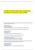   NJ REAL ESTATE PRACTICE EXAM 2021 questions and answers 100% verified.