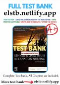Test Banks For Ethical & Legal Issues in Canadian Nursing 4th Edition by Margaret Keatings, Adams Pamela, 9781771721776, Chapter 1-12 Complete Guide