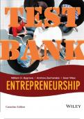 TEST BANK for Entrepreneurship, Canadian Edition 1st Edition by William Bygrave, Andrew Zacharakis and Sean Wise. ISBN 9781119090656.