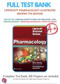 Test Bank For Lippincott Illustrated Reviews: Pharmacology 7th Edition by Karen Whalen | 9781496384133 | Chapter 1-48 |All Chapters with Answers and Rationals