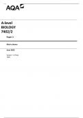 AQA AS  BIOLOGY   7401/2  Paper 2  Mark scheme June 2023  Version: 1.0 Final  